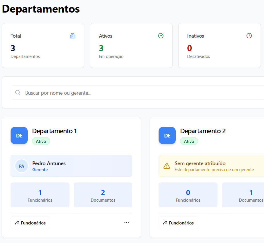 Departamentos e Tipos de Documentos